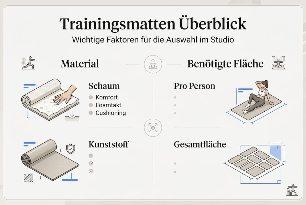 Infografik: Worauf es bei der Auswahl von Trainingsmatten im Fitnessstudio ankommt