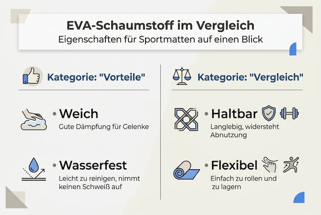 Übersichtliche Infografik: Die Vorteile von EVA-Matten im Vergleich auf einen Blick