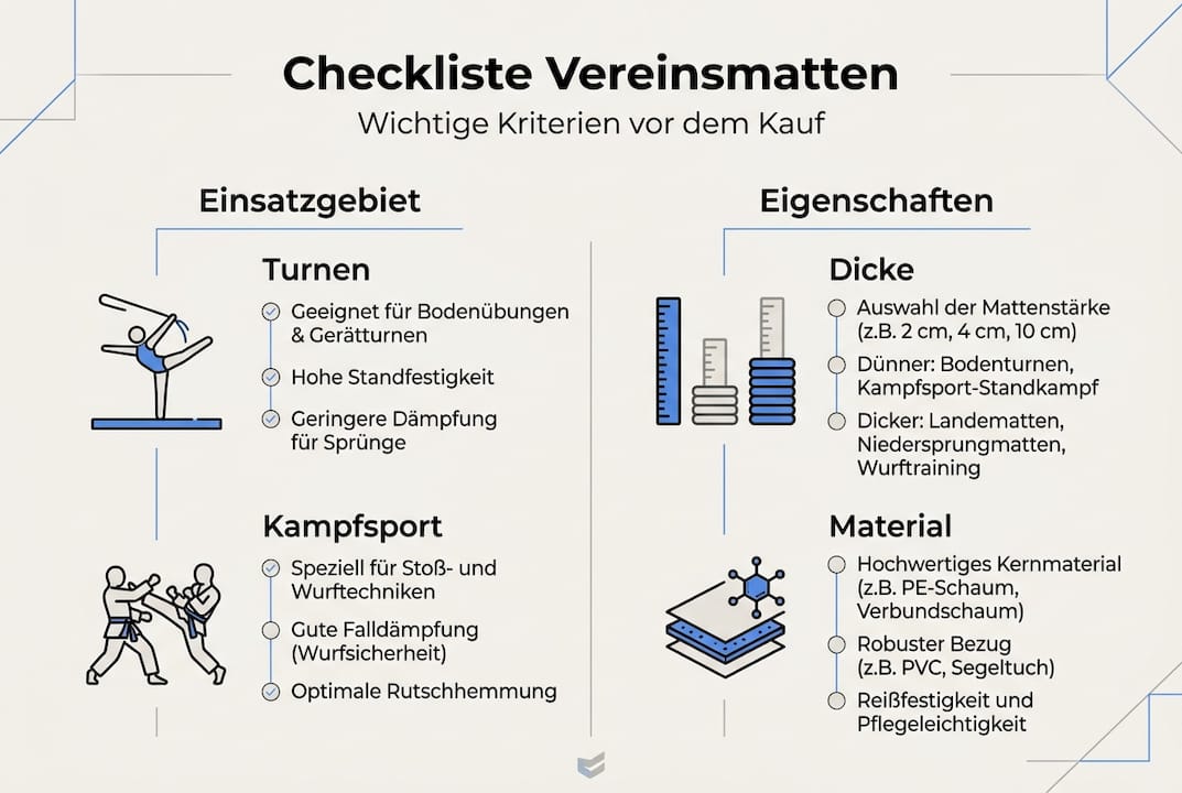 Infografik: Worauf kommt es bei der Auswahl von Vereinsmatten an?