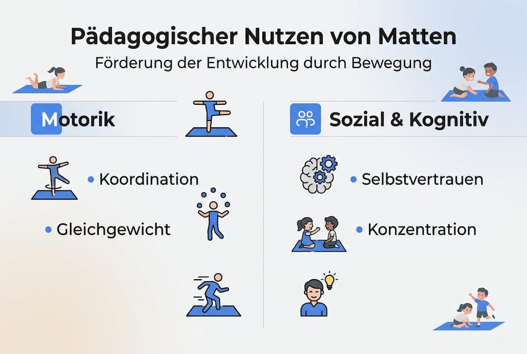 Infografik: So profitieren Kinder pädagogisch von Turnmatten – kurz und knapp erklärt