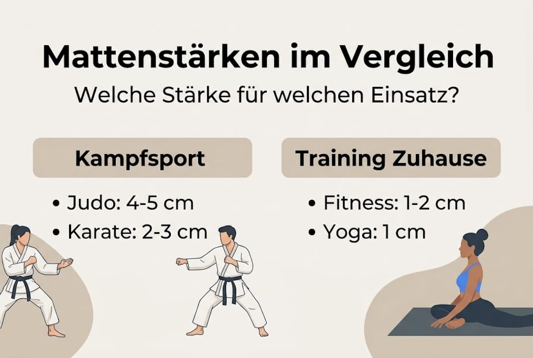 Übersicht: Welche Tatami-Mattenstärke für welchen Einsatzbereich?