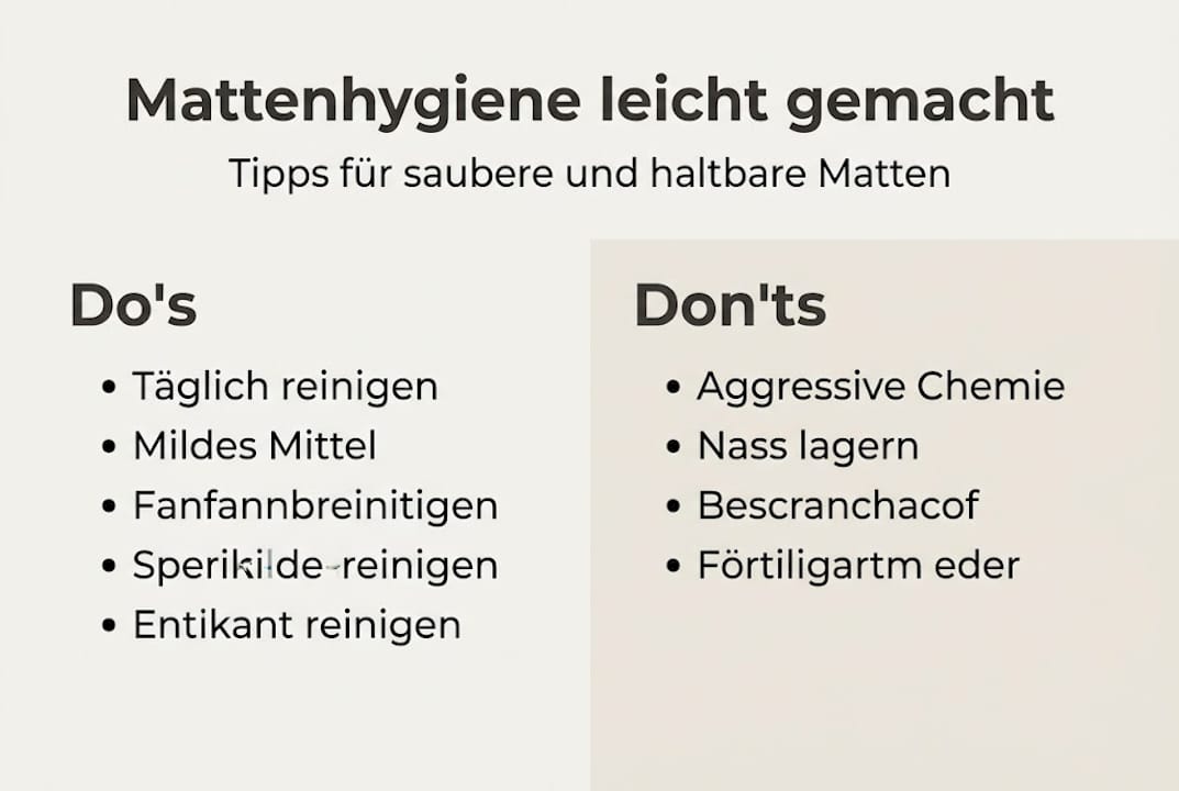 Infografik: Die wichtigsten Tipps und No-Gos für die richtige Mattenhygiene