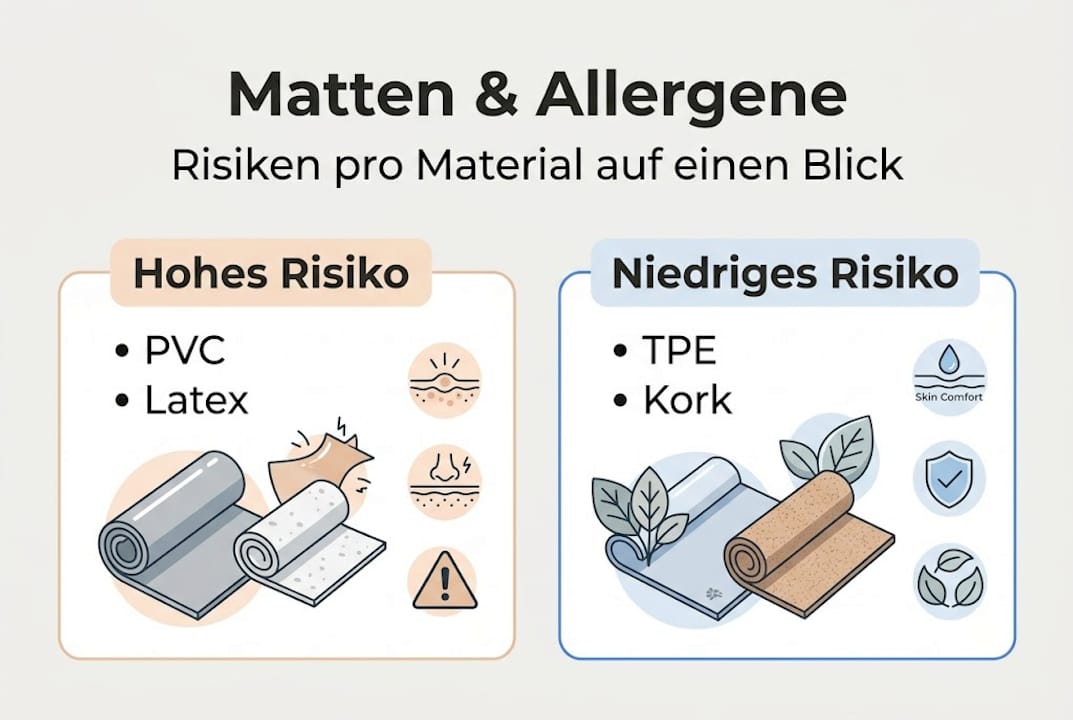 Infografik: Materialien von Matten und ihr Allergiepotenzial