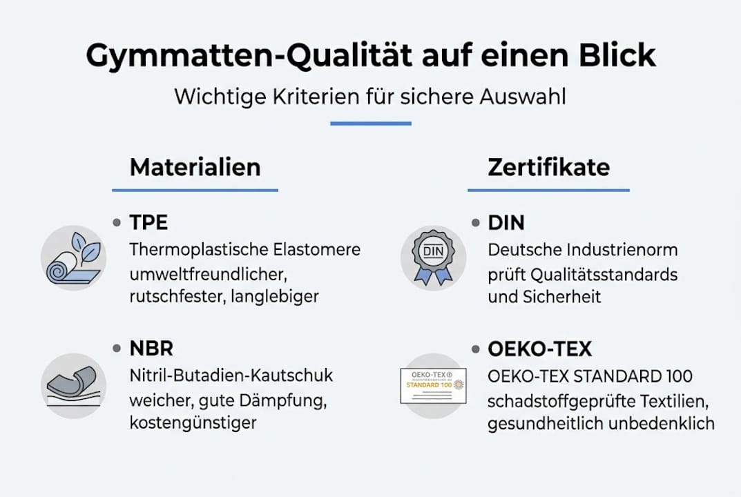Infografik: Welche Materialien und Gütesiegel bei Gymnastikmatten wirklich zählen