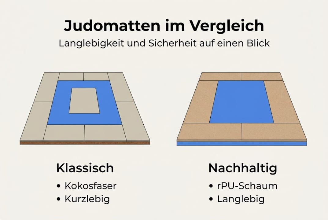 Infografik: Nachhaltige Judomatten im Vergleich zu herkömmlichen Modellen