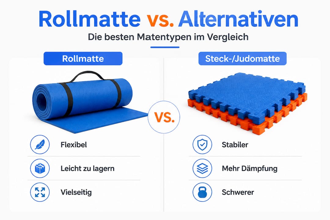 Die Grafik zeigt, wie sich die Rollmatte im Vergleich zu anderen Matten schlägt.