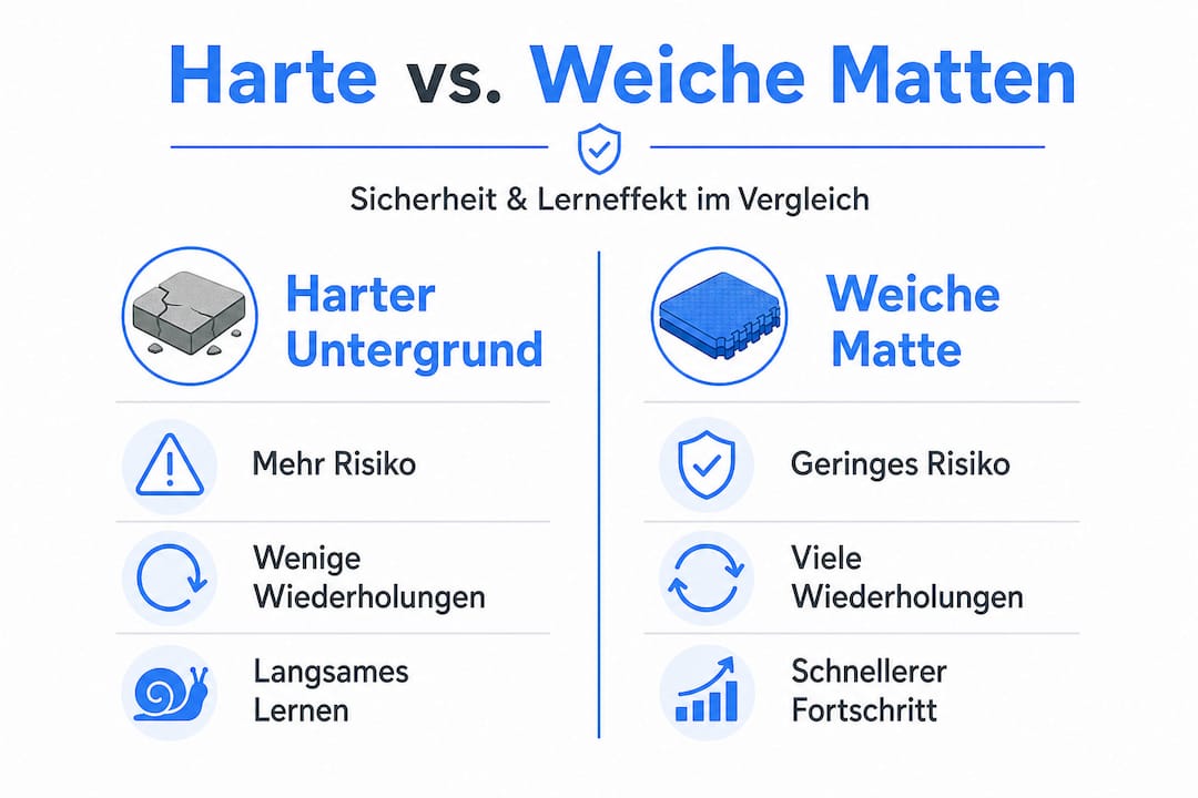 In dieser Infografik werden harte und weiche Matratzen gegenübergestellt.