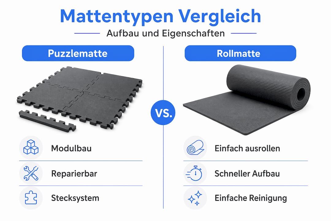 Infografik: Puzzlematte oder Rollmatte – der große Vergleich