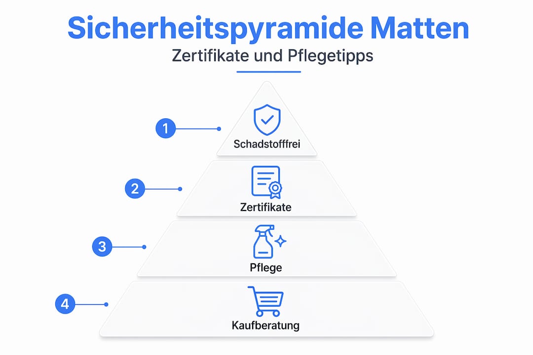 Sicherheitspyramide: Die wichtigsten Schutzmaßnahmen bei Kindermatten auf einen Blick (Infografik)