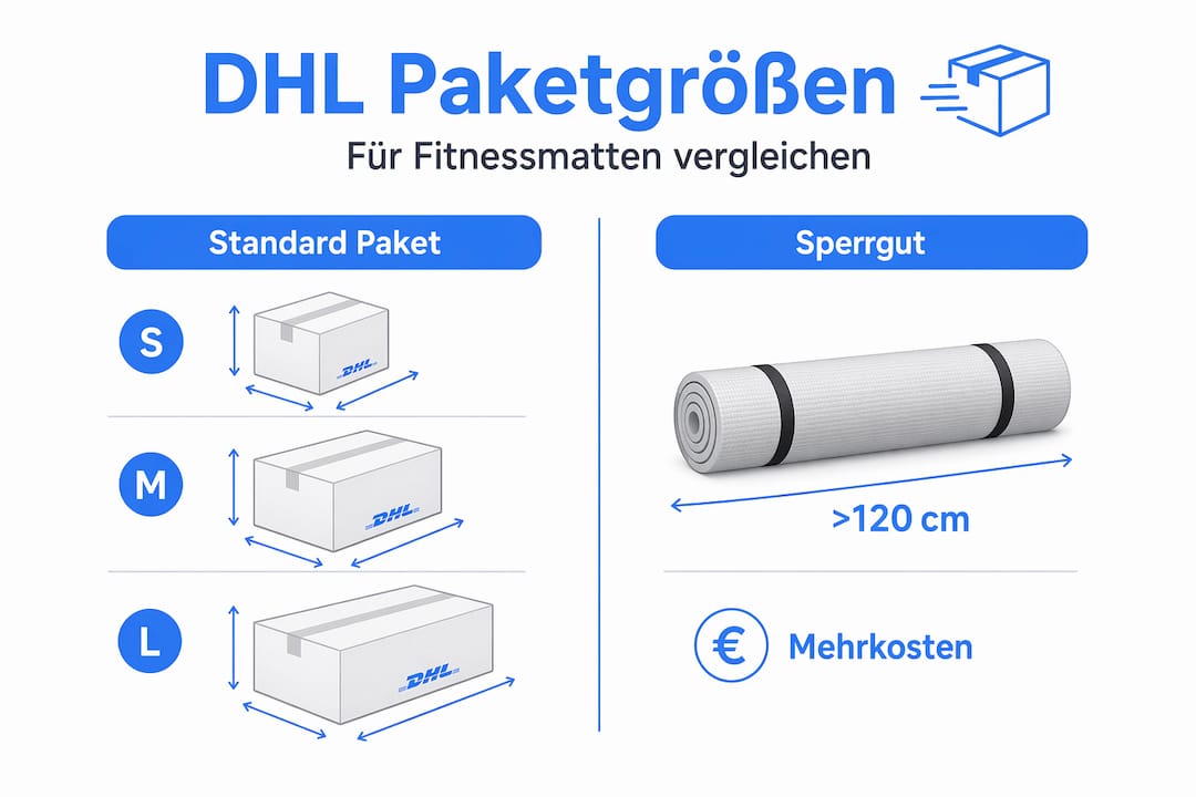 Übersicht: Welche DHL-Paketgrößen eignen sich am besten für den Versand von Fitnessmatten?