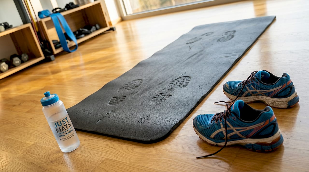 PVC-Trainingsmatte mit sichtbaren Gebrauchsspuren