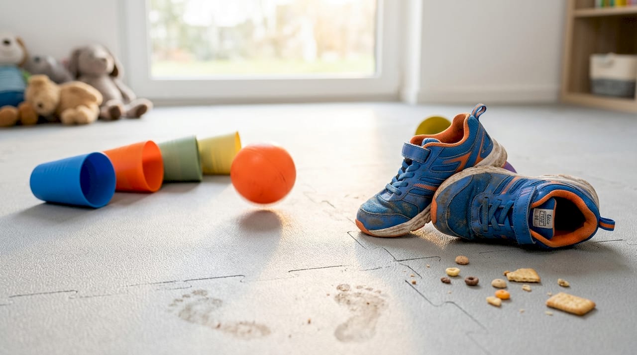 Strapazierfähige Gummibodenfliesen für stark frequentierte Spielzimmer