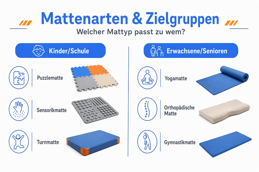 Übersicht: Welche Matten passen zu welchen Nutzergruppen?