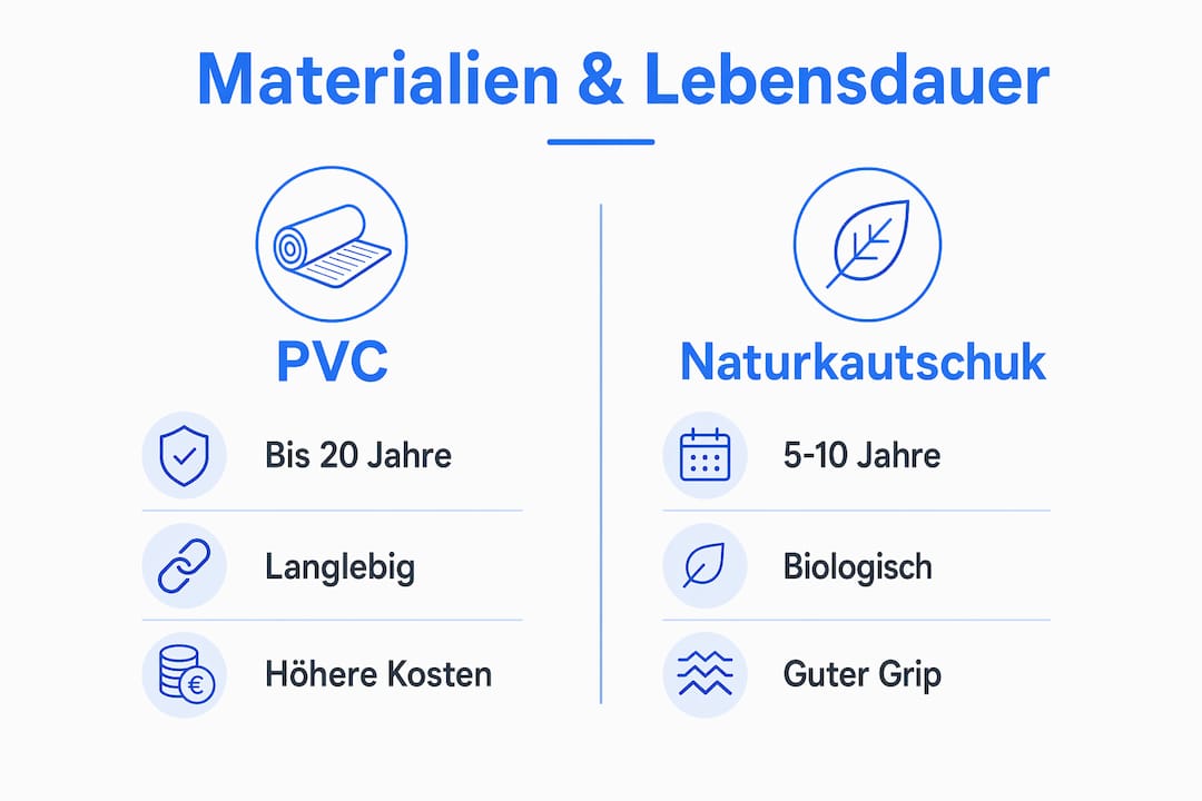 Übersicht: Materialien von Matten und ihre Haltbarkeit auf einen Blick