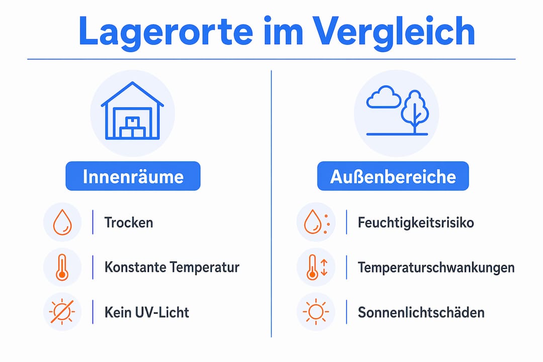In dieser Infografik werden verschiedene Möglichkeiten zur Aufbewahrung von Kindermatten anschaulich gegenübergestellt.