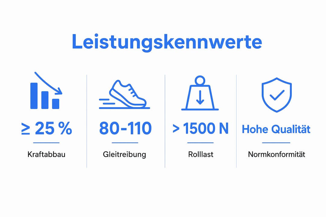 Übersichtsgrafik mit den wichtigsten Kennzahlen und Eigenschaften von Rollmatten
