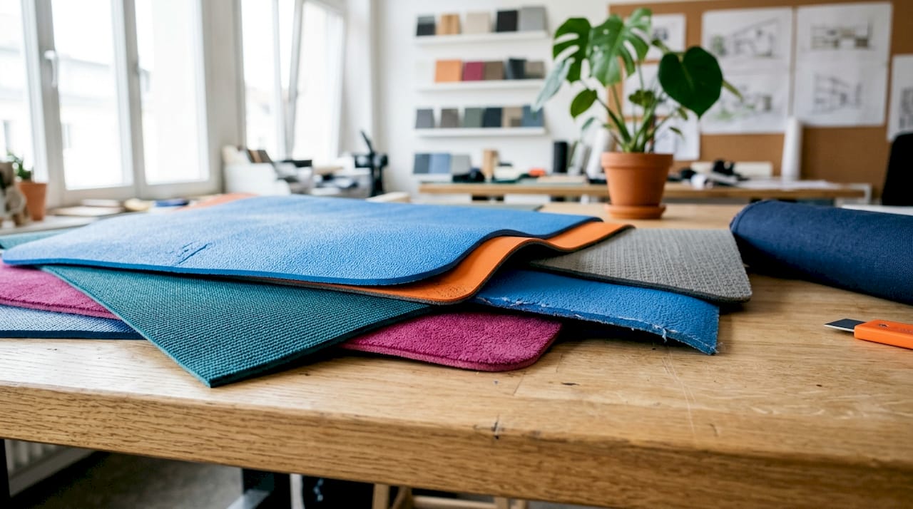 Detailansicht der unterschiedlichen Materialien von Rollmatten