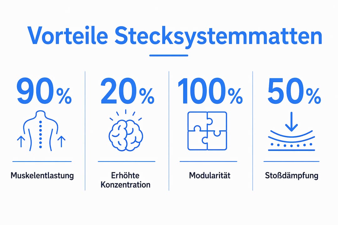 Anschauliche Infografik: Die wichtigsten Vorteile von Stecksystemmatten auf einen Blick