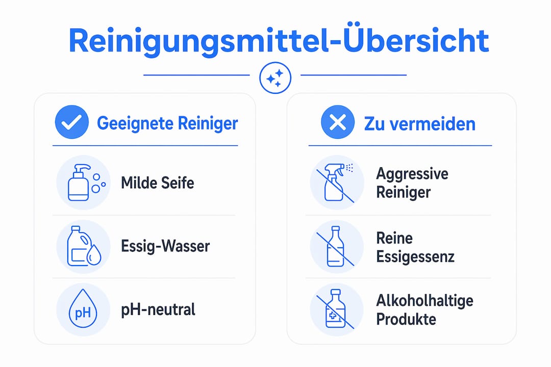 Infografik: Welche Reinigungsmittel sind für Matten geeignet – und welche sollte man besser meiden?