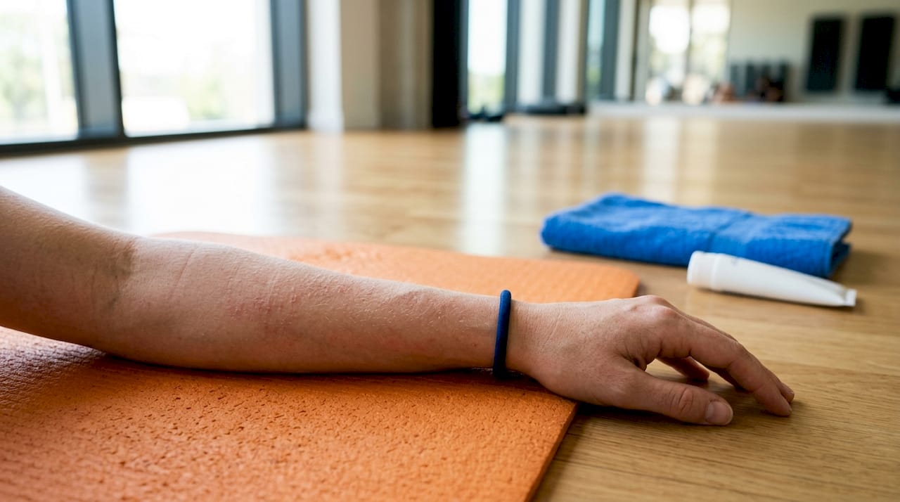 Hautrötung in Nahaufnahme auf einer Trainingsmatte