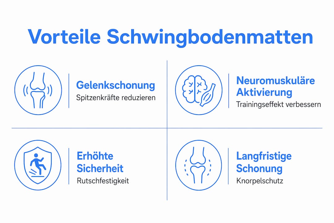 Grafik: Die wichtigsten Vorteile von Schwingbodenmatten auf einen Blick