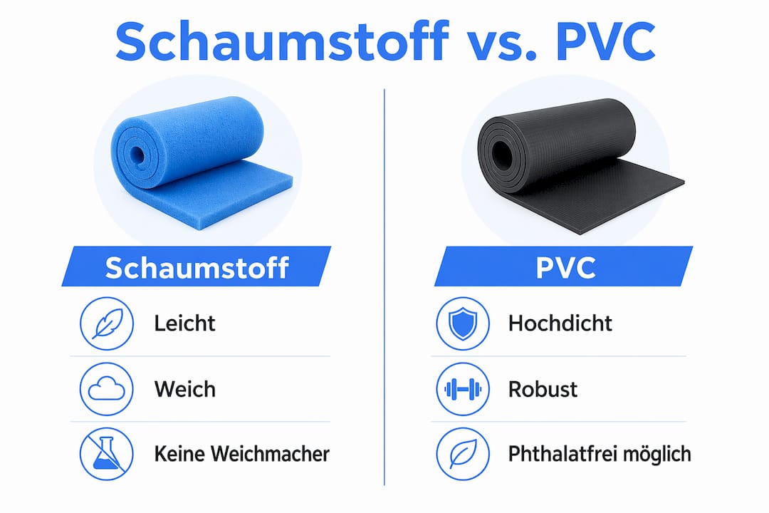 Infografik: Schaumstoff- vs. PVC-Sportmatten im direkten Vergleich