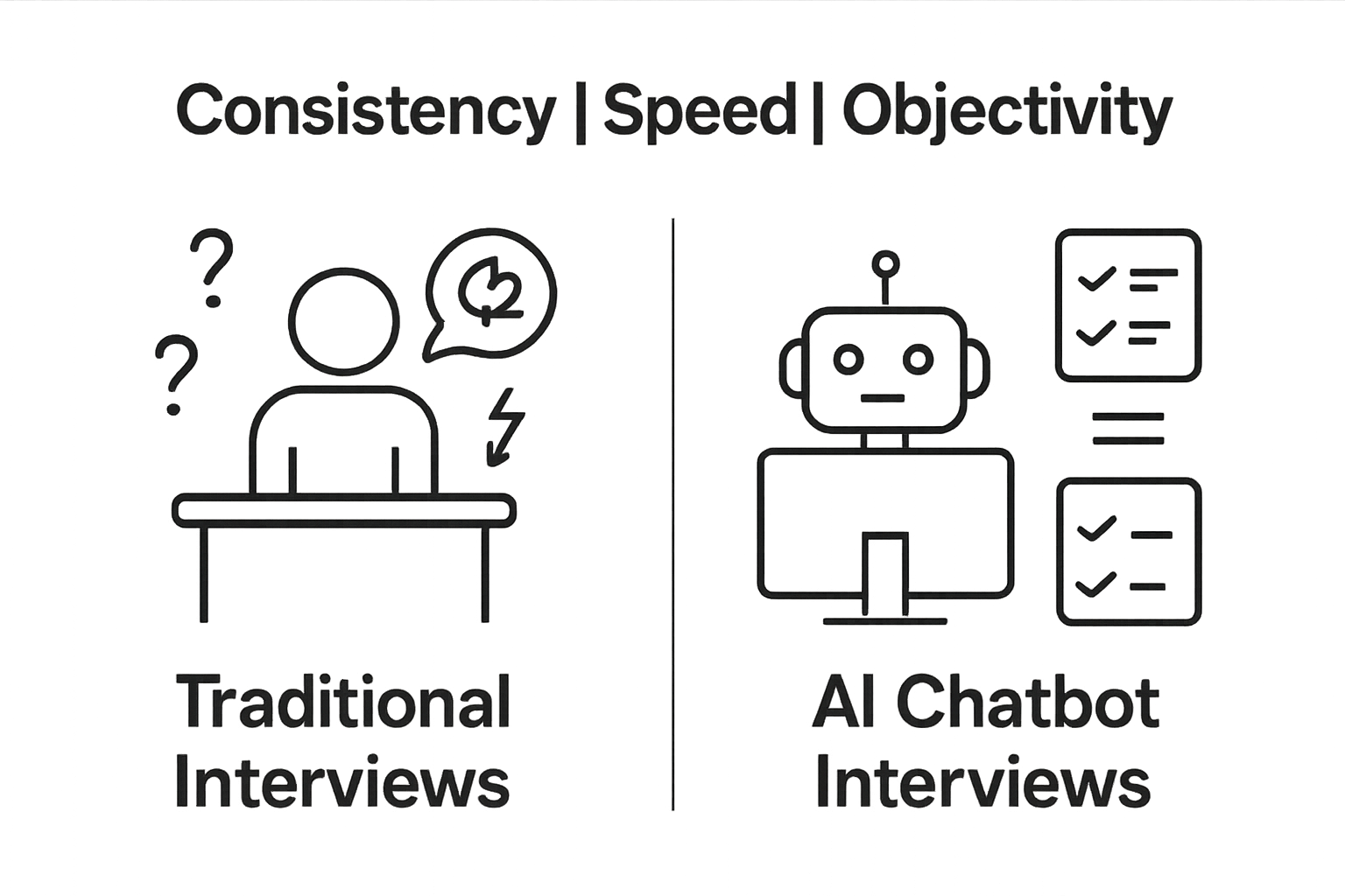 Comparison of traditional vs AI chatbot interviews