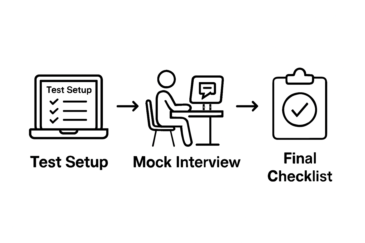 Interview preparation workflow from setup to final checklist