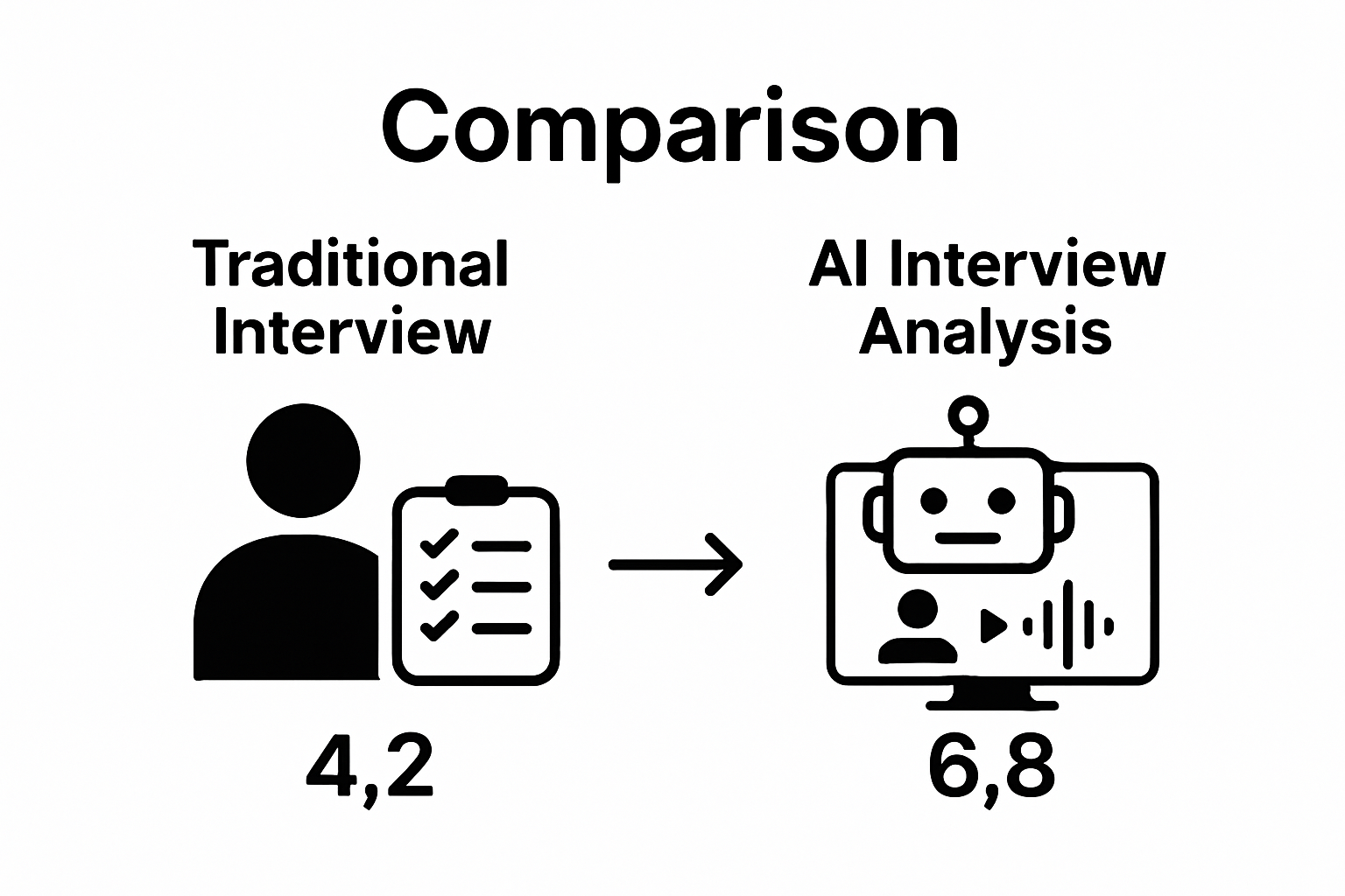 Infographic comparing traditional and AI interview methods