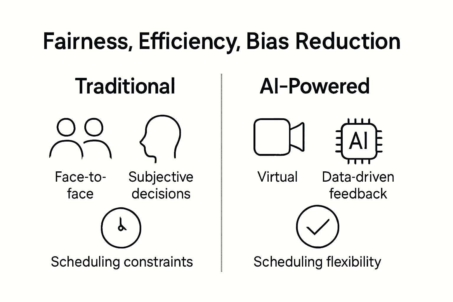 Infographic comparing traditional and AI-powered interviews.