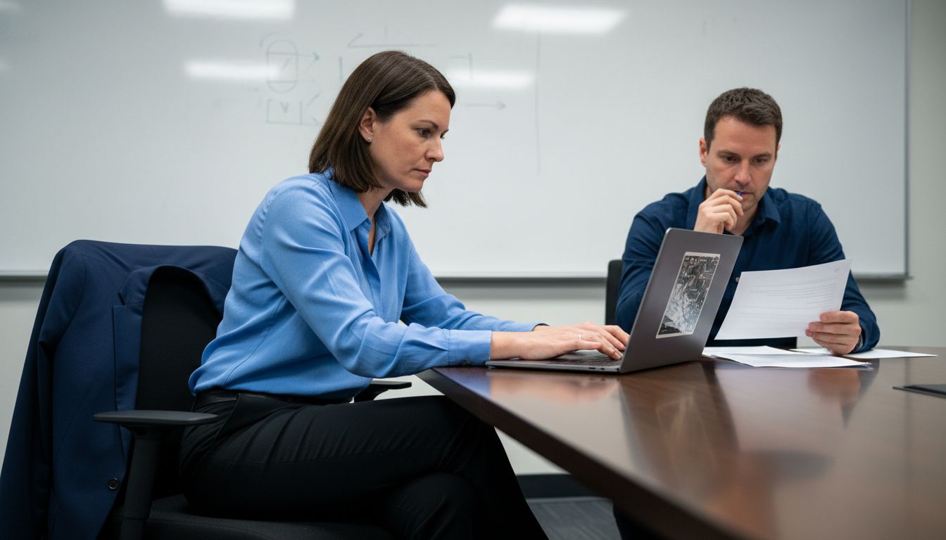 Mock technical interview in conference room
