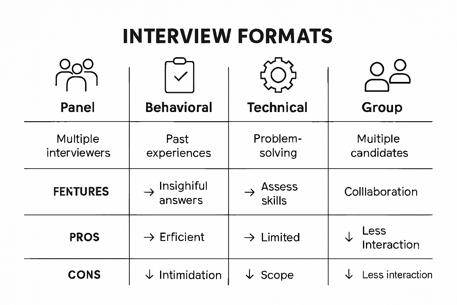 Infographic comparing interview formats