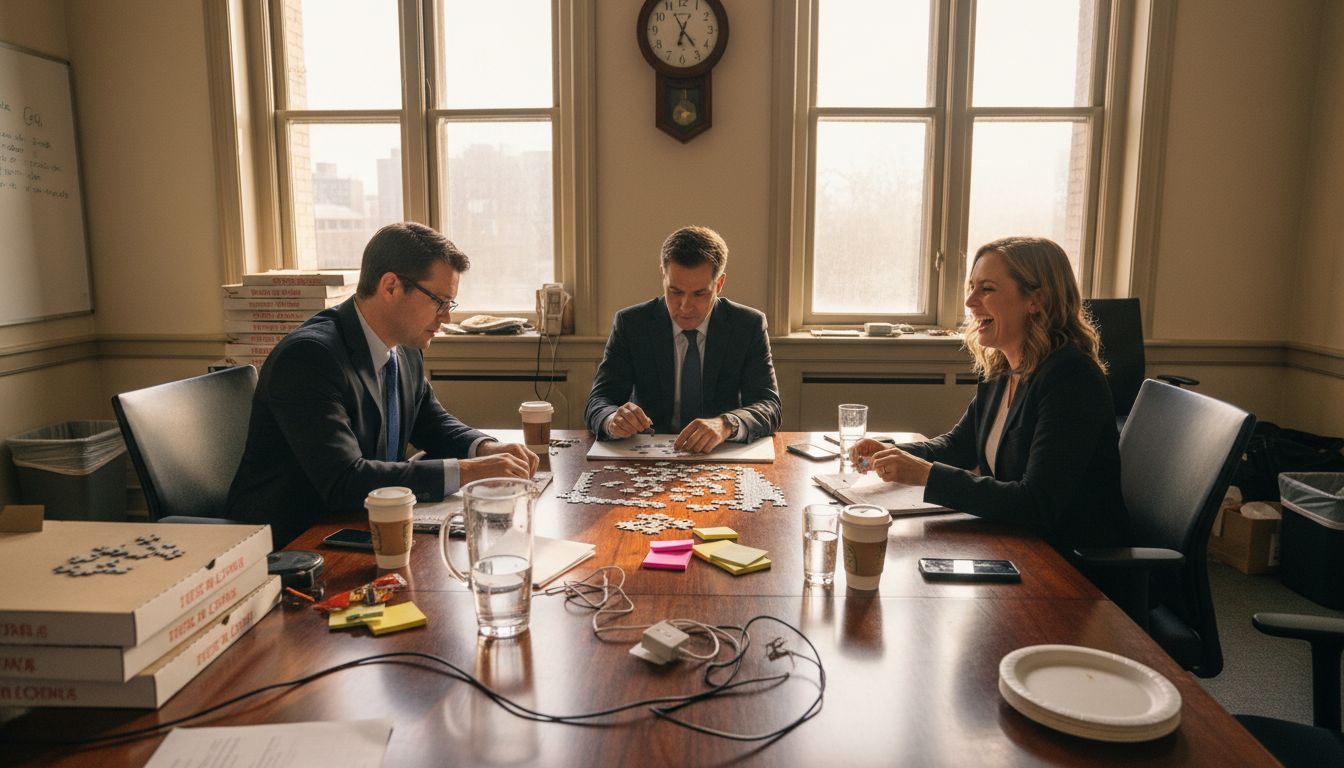 Candidates collaborate in workplace simulation