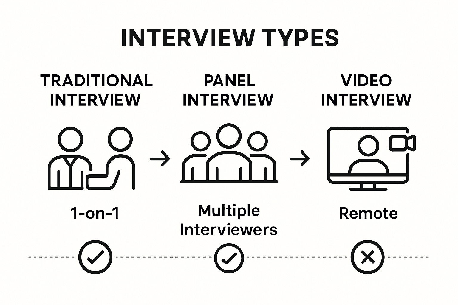 Infographic comparing job interview formats