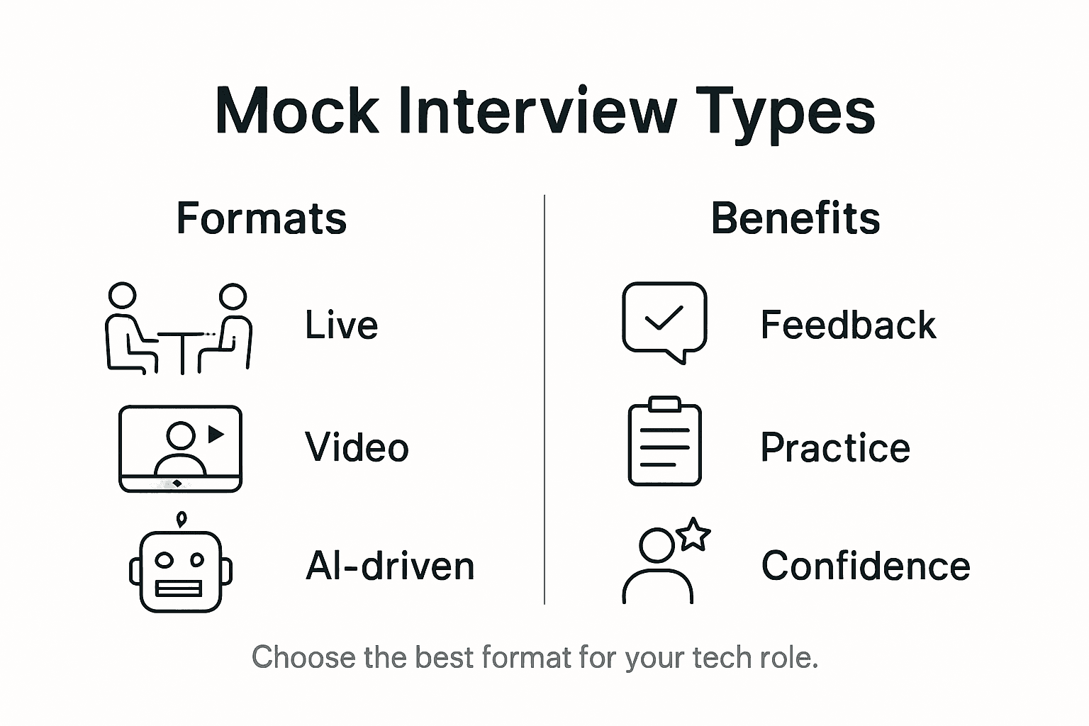 Infographic showing types of mock interviews and benefits