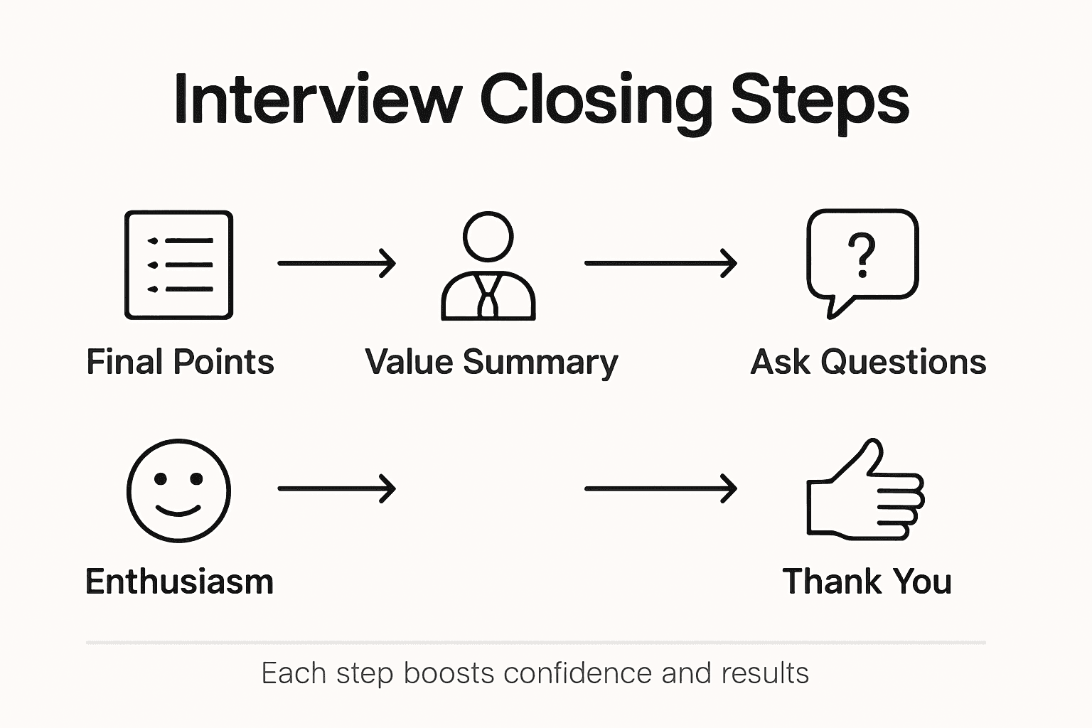 Infographic outlining steps for closing interviews