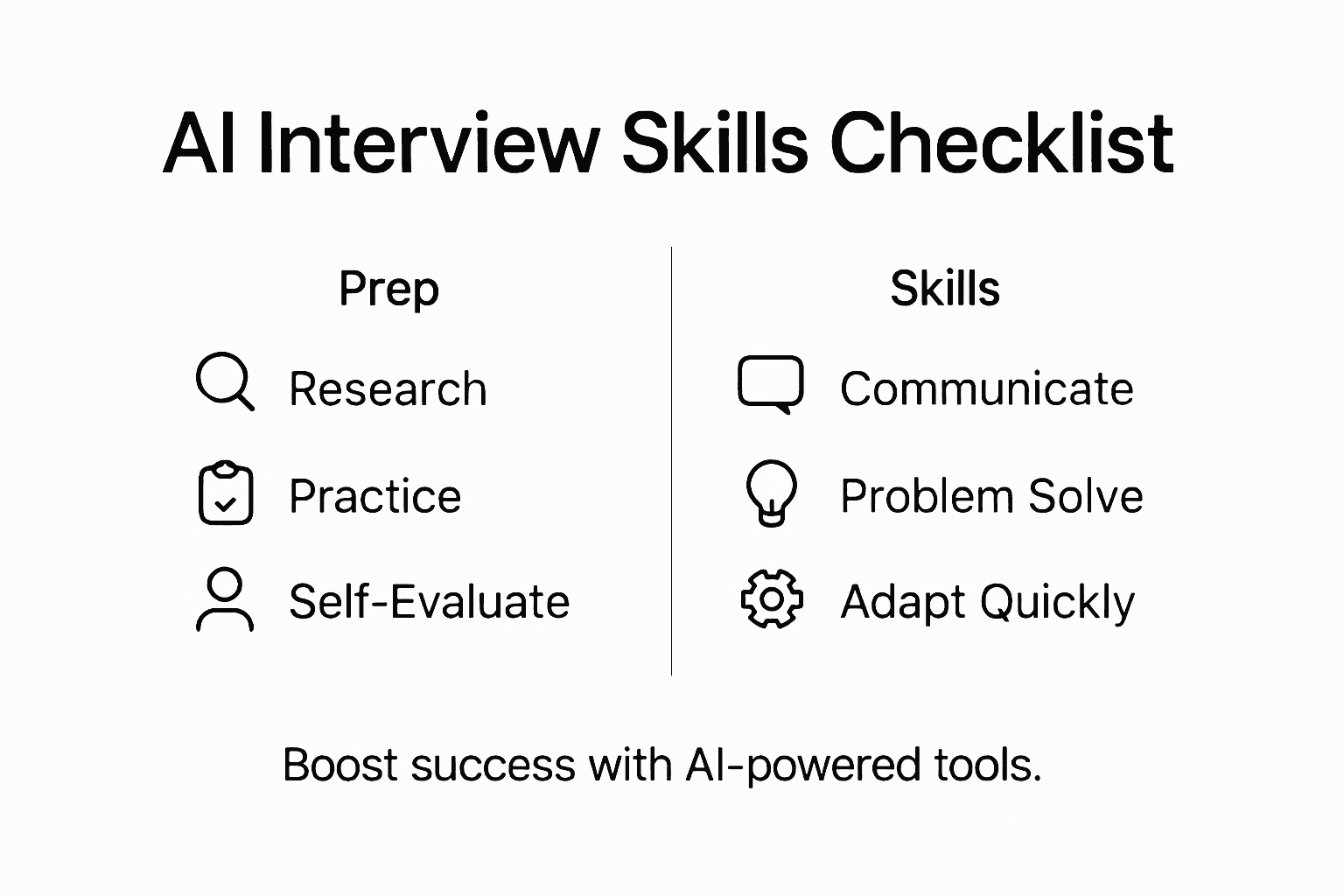 Infographic outlining AI interview skills checklist