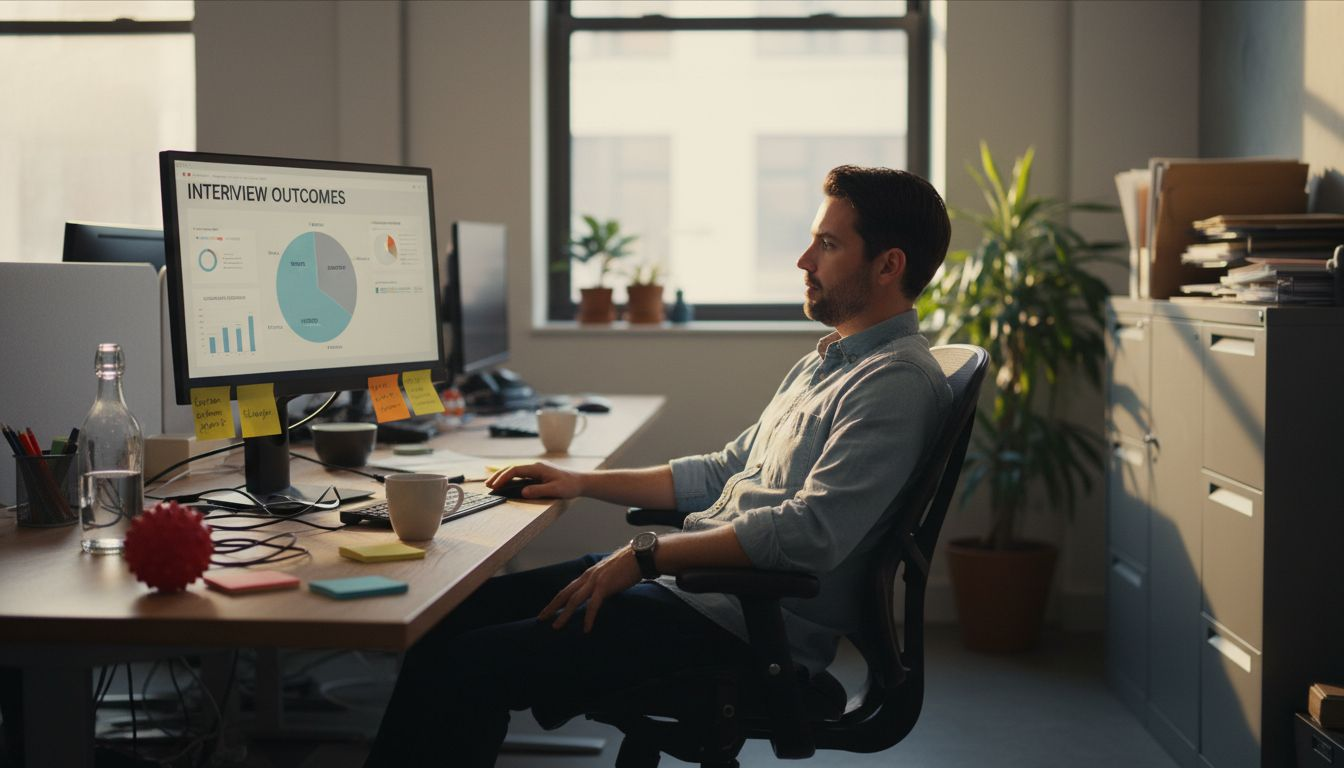 HR manager reviewing automated interview analytics