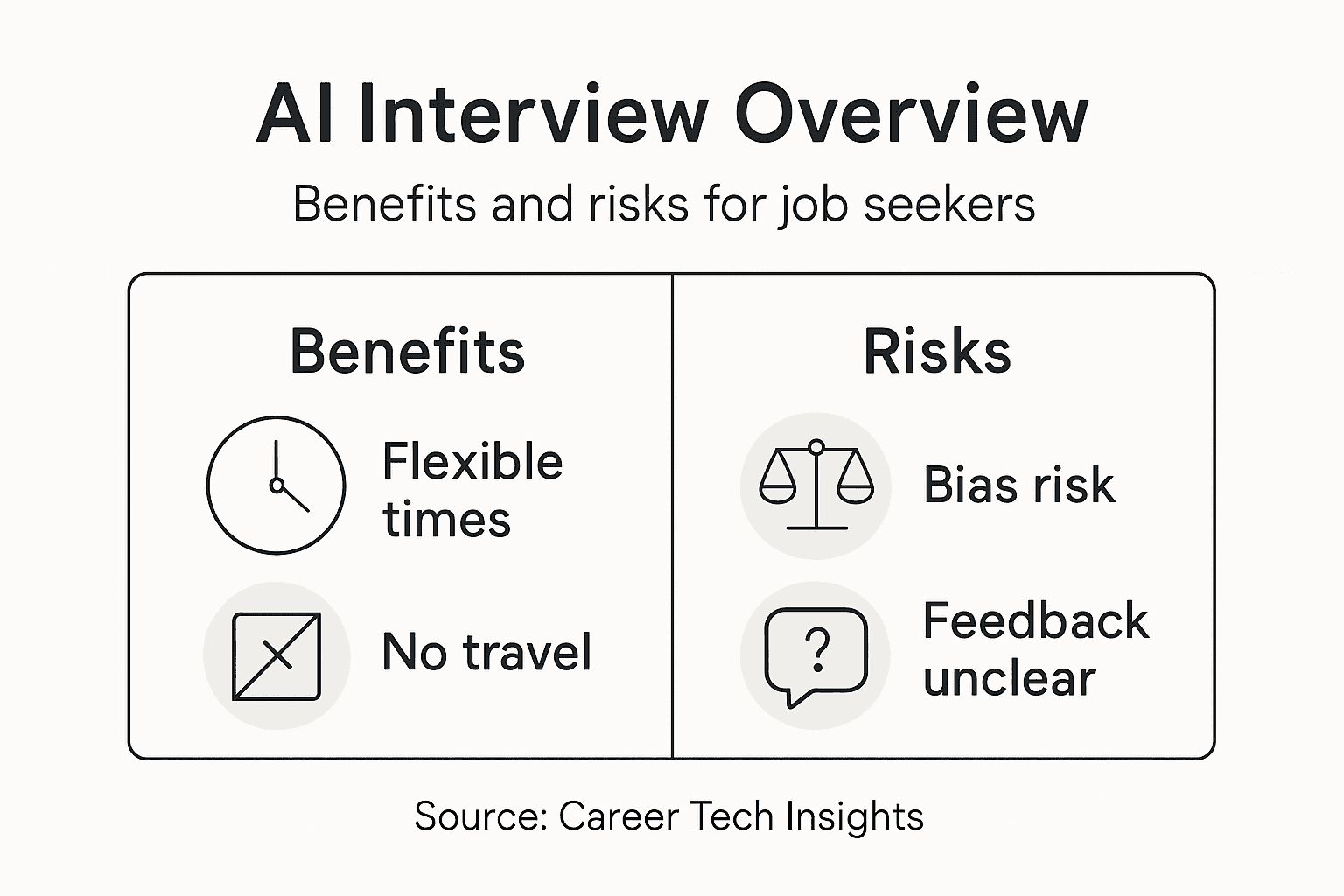 Infographic on AI interviews benefits and risks