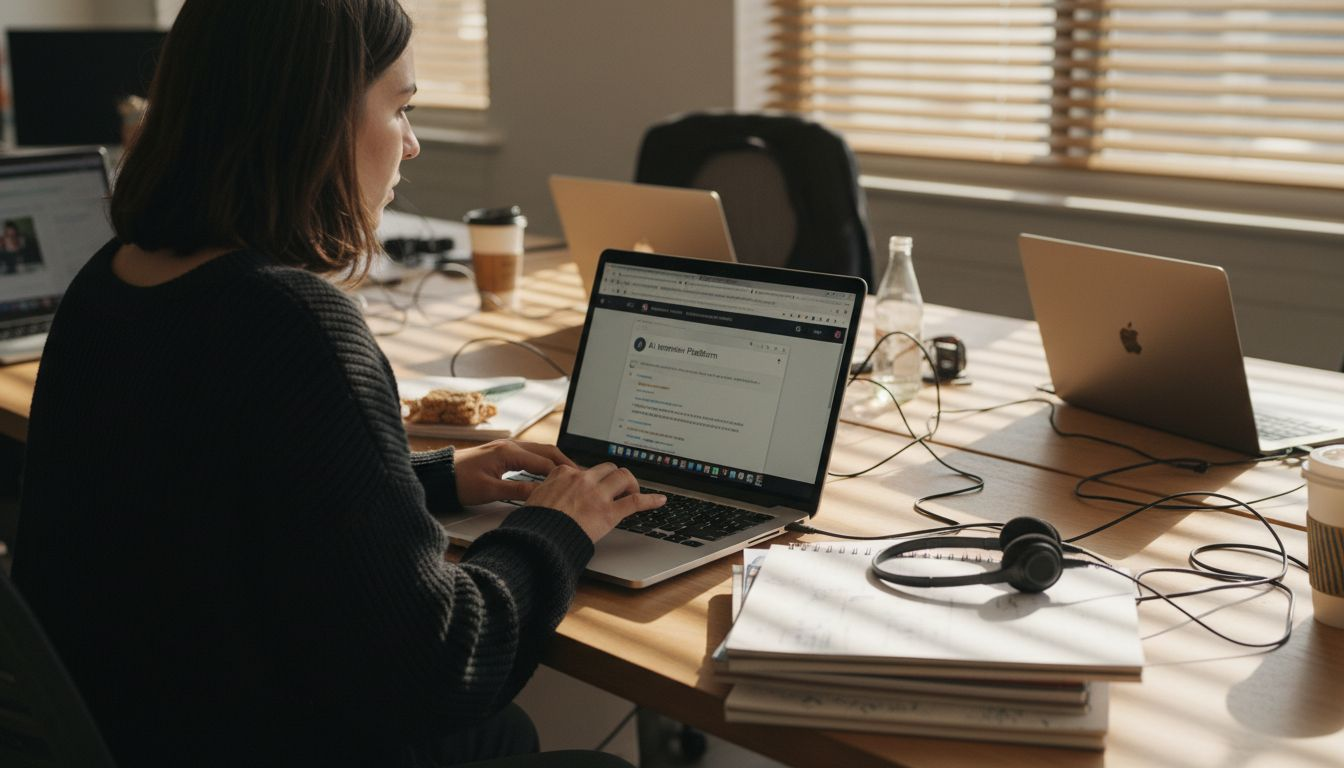 Recruiter setting up AI interview tools