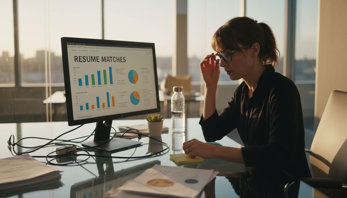 Recruiter analyzing candidate data dashboard