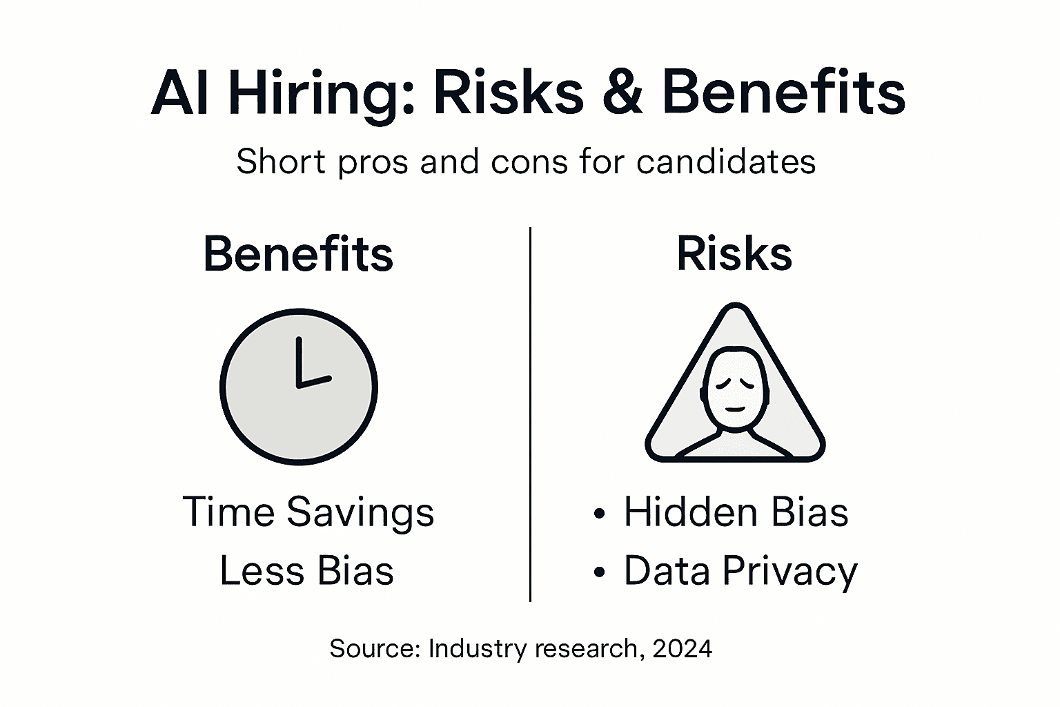 Infographic showing AI hiring platform pros and cons