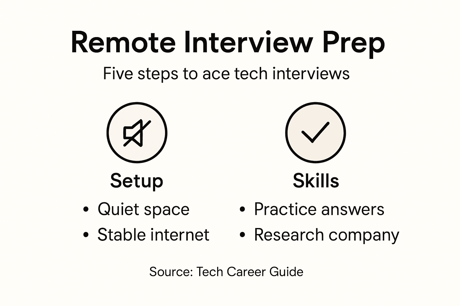 Infographic showing five steps for remote interview preparation