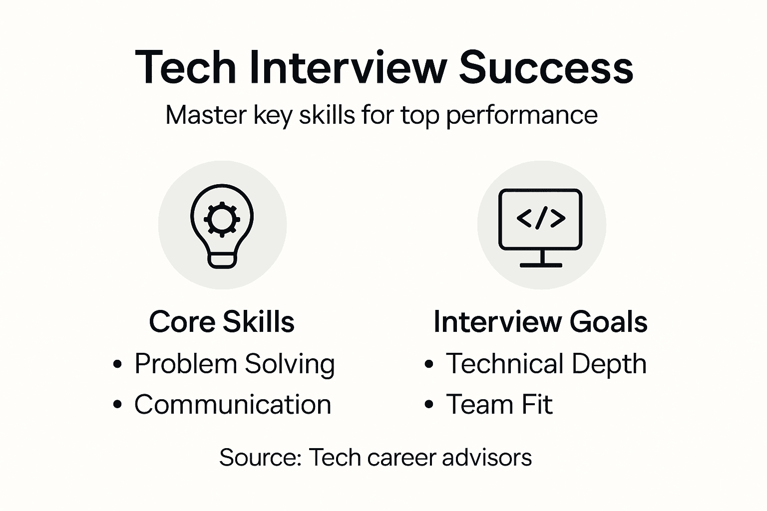 Infographic on tech interview core success factors