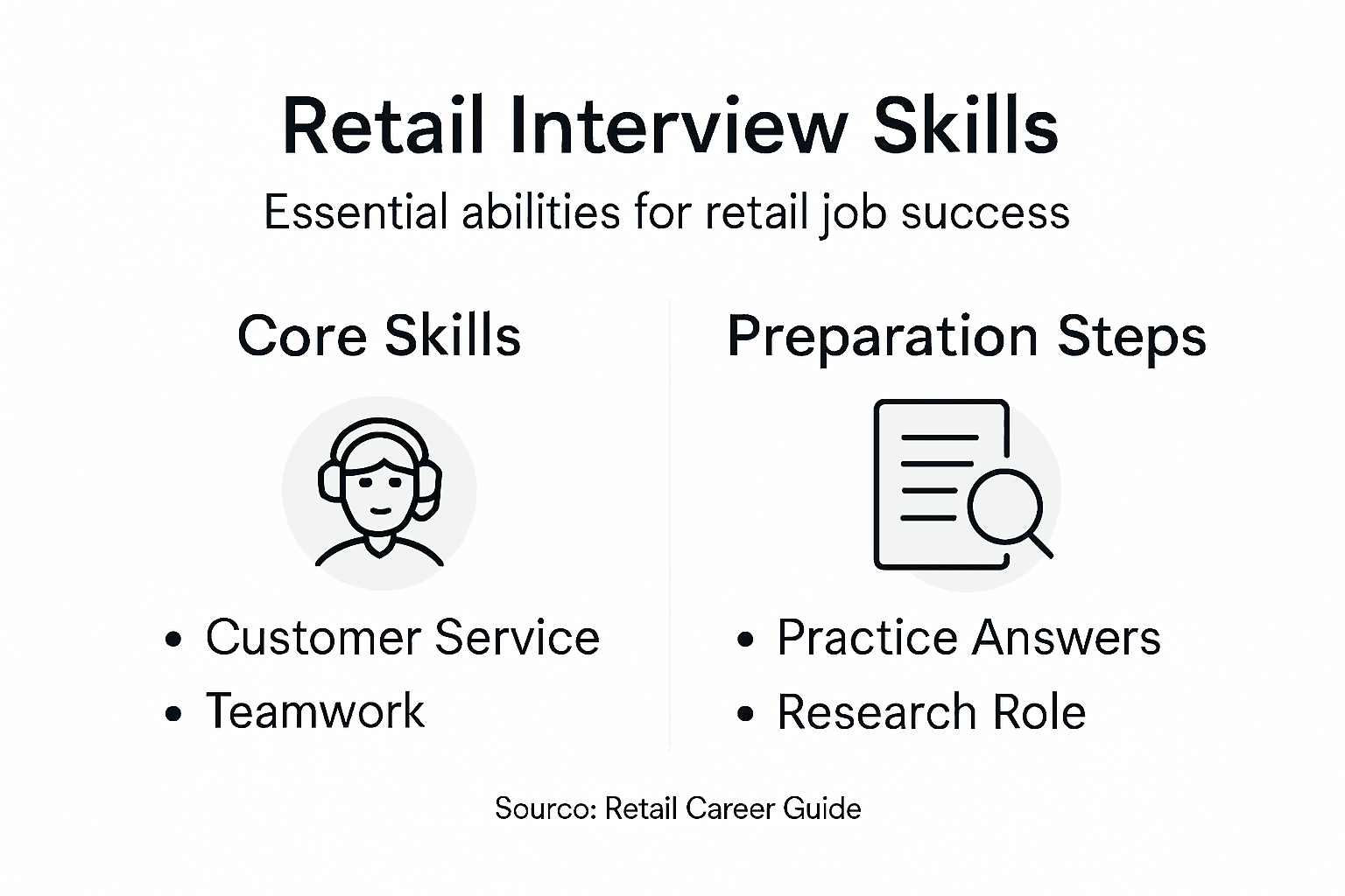 Infographic outlining key retail interview skills