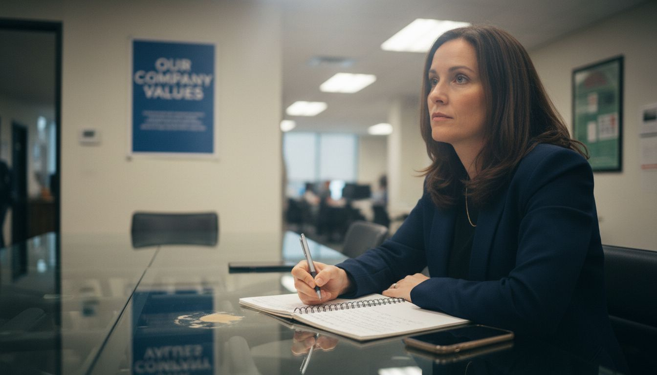 Supervisor writing notes during candidate interview