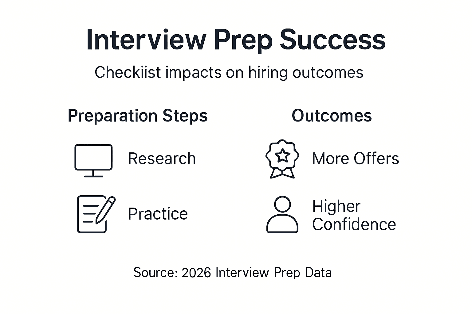 Infographic showing checklist and outcomes for interviews