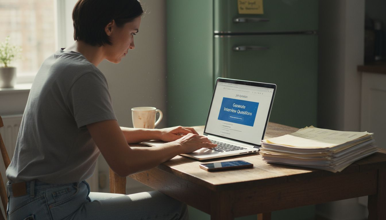 Woman using AI to generate interview questions