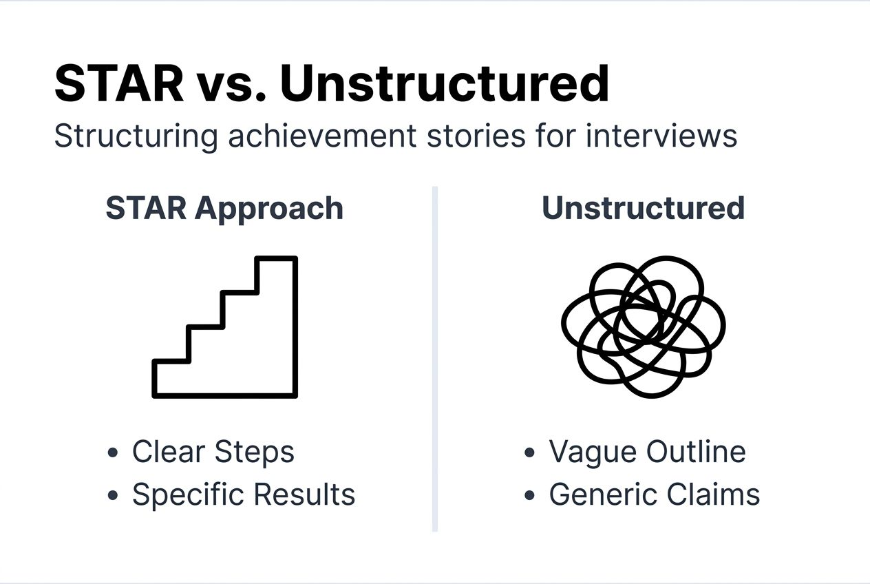 Infographic comparing STAR and unstructured interview stories