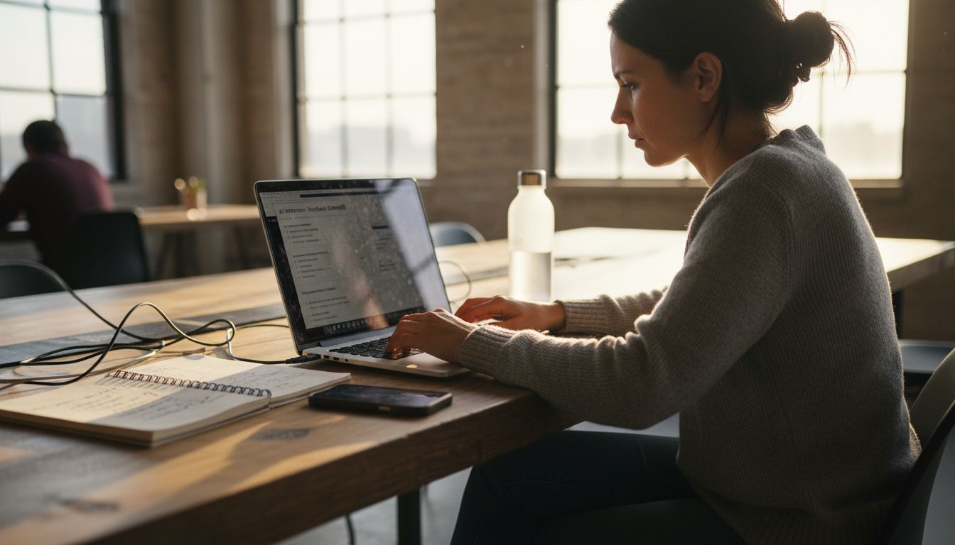 Woman using AI tool for interview preparation